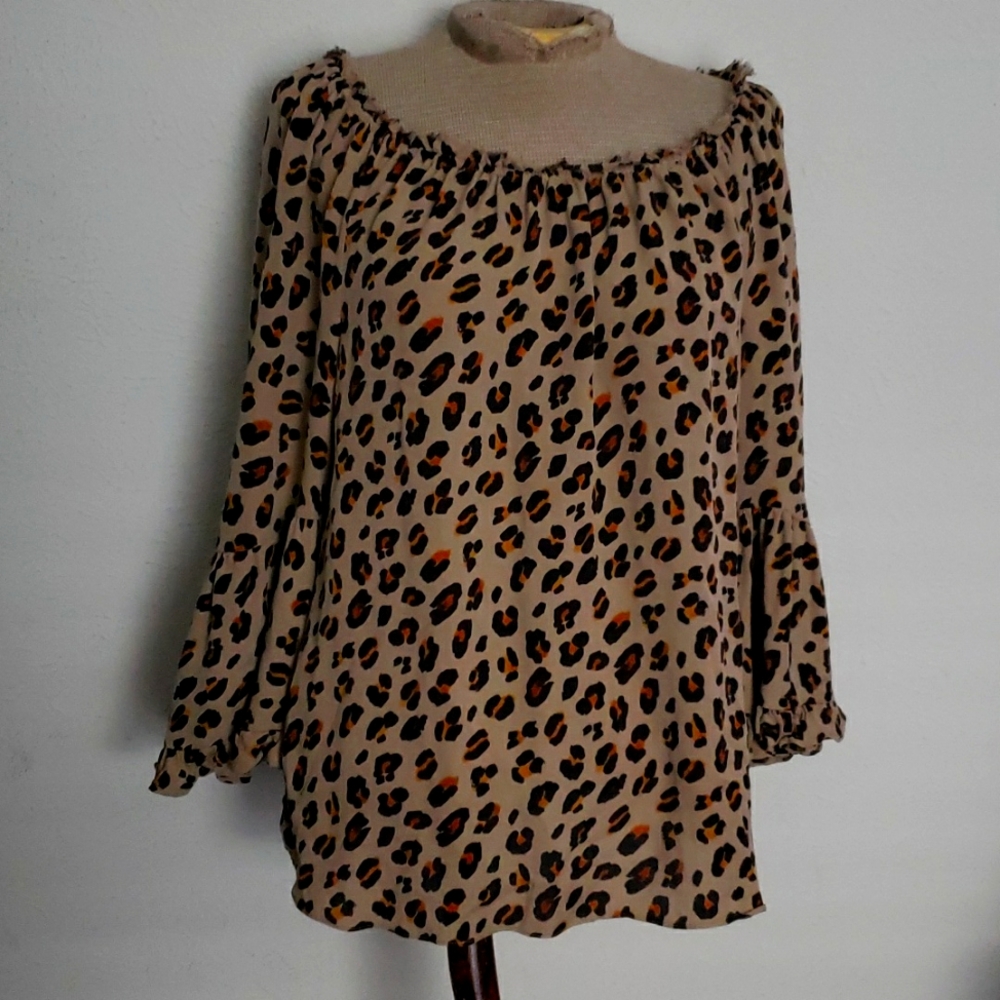 Kobi Halperin Silk leopard print blouse Sz M/L
